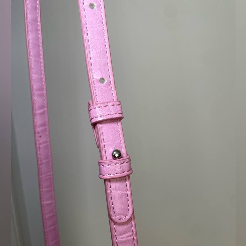 Zara Croc Embossed Top Handle Bag with Strap Pink Silver - Picture 10 of 16